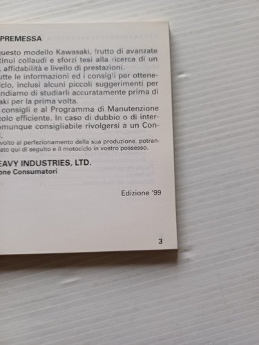 Kawasaki EN 500 1999 manuale uso manutenzione libretto italiano originale