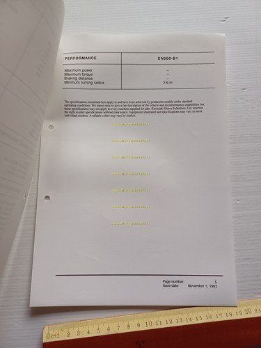 Kawasaki EN 500 (EN500-B1) 1994 Model Information cartella stampa inglese