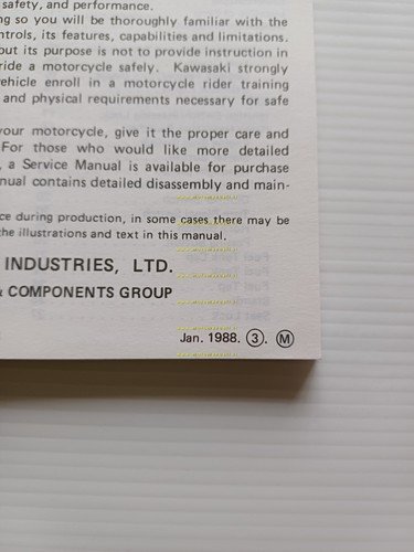 KAWASAKI GPX 600-500 R 1988 manuale uso manutenzione libretto originale …