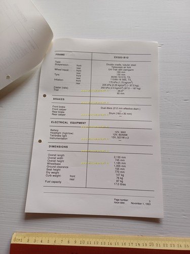 Kawasaki GPZ 305 Belt Drive (EX305-B10) 1994 Model Information cartella …