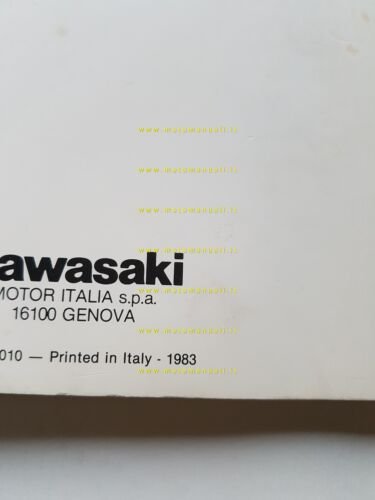 Kawasaki GPZ 750 TURBO-750-1100 UNI TRAK 1983 manuale uso ITALIANO …