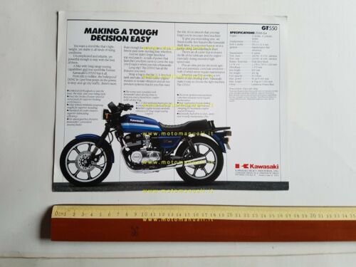 Kawasaki GT 550 1989 depliant originale moto TESTO INGLESE