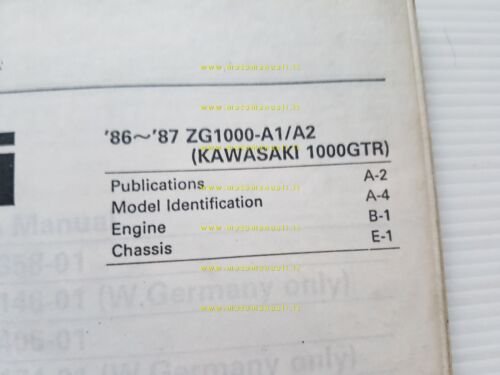 Kawasaki GTR 1000 1986-87 catalogo ricambi copia da microfiche originale