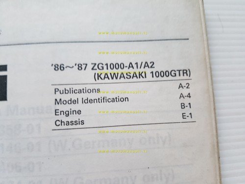 Kawasaki GTR 1000 1986-87 catalogo ricambi copia da microfiche originale