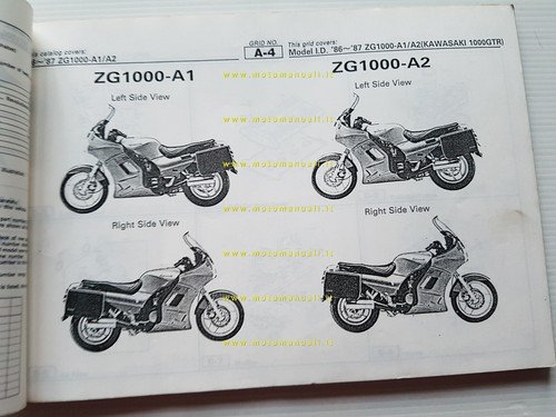 Kawasaki GTR 1000 1986-87 catalogo ricambi copia da microfiche originale