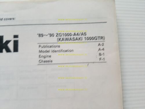 Kawasaki GTR 1000 1989-90 catalogo ricambi copia da microfiche originale