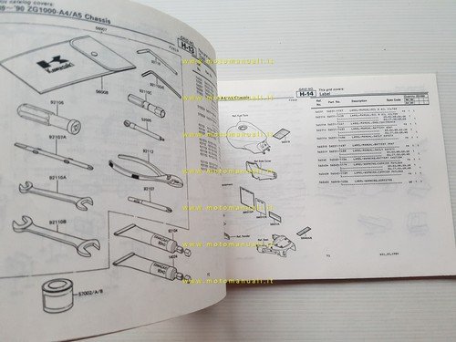 Kawasaki GTR 1000 1989-90 catalogo ricambi copia da microfiche originale