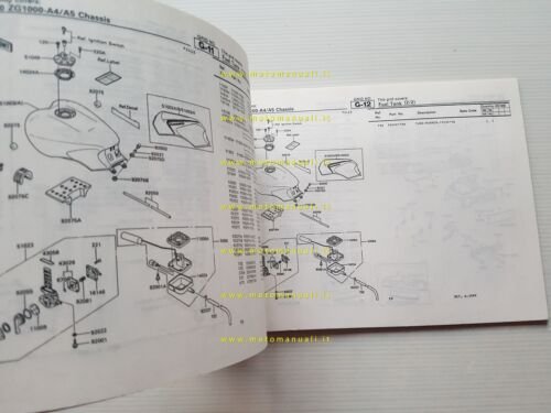 Kawasaki GTR 1000 1989-90 catalogo ricambi copia da microfiche originale