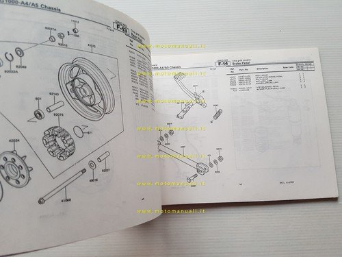 Kawasaki GTR 1000 1989-90 catalogo ricambi copia da microfiche originale