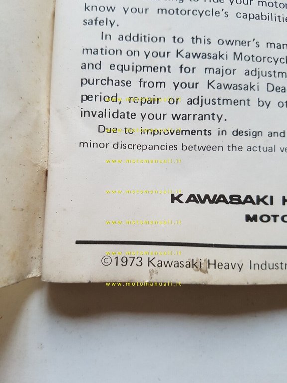 Kawasaki H1-E 500 1973 manuale uso manutenzione INGLESE originale owner's …