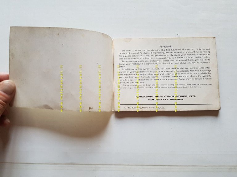 Kawasaki H1-E 500 1973 manuale uso manutenzione INGLESE originale owner's …