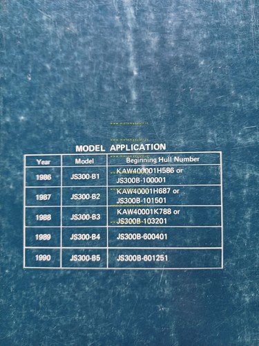 Kawasaki JS300 Jet Sky moto acqua 1986-1990 manuale officina INGLESE …