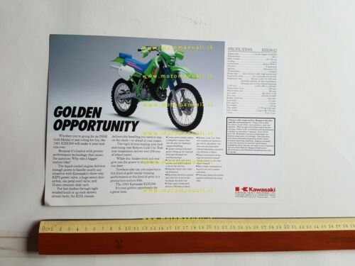 Kawasaki KDX 200 1991 depliant originale moto TESTO INGLESE