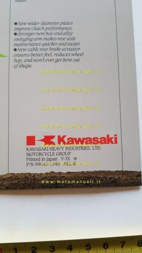 Kawasaki KDX 200 Enduro 1986 depliant originale INGLESE moto brochure