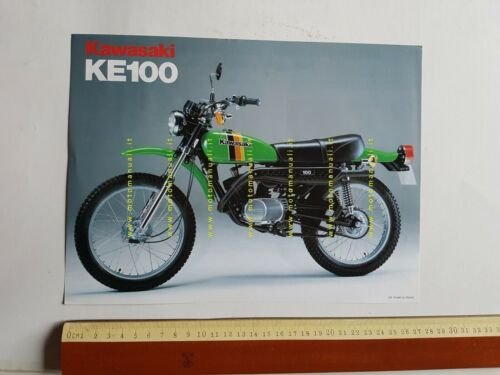 Kawasaki KE 100 depliant originale moto TESTO INGLESE