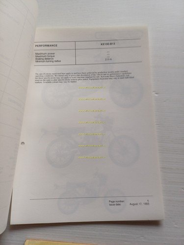 Kawasaki KE 100 (KE100-B13) 1994 Model Information cartella stampa inglese