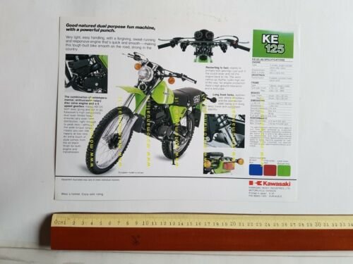 Kawasaki KE 125 depliant originale moto TESTO INGLESE