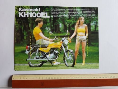 Kawasaki KH 100 EL depliant originale moto TESTO INGLESE