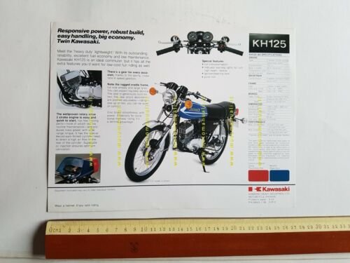 Kawasaki KH 125 1982 depliant originale moto TESTO INGLESE