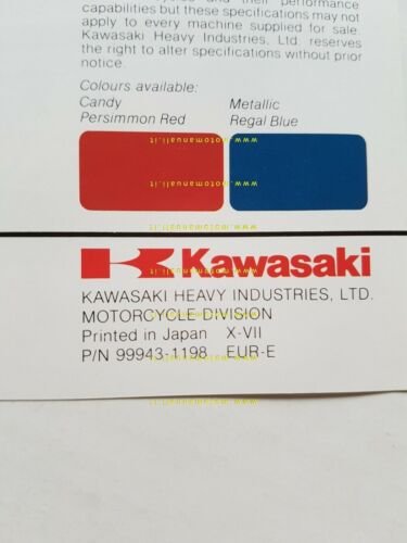 Kawasaki KH 125 1982 depliant originale moto TESTO INGLESE