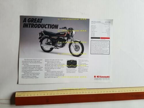 Kawasaki KH 125 depliant originale moto TESTO INGLESE