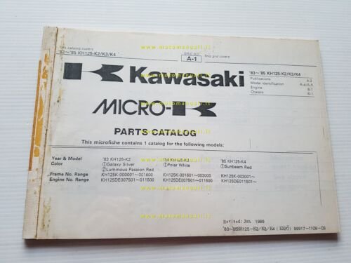 Kawasaki KH 125 K2-3-4 1983-85 catalogo ricambi copia da microfiche …