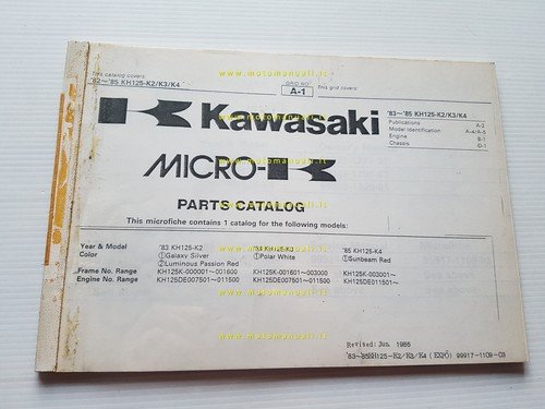 Kawasaki KH 125 K2-3-4 1983-85 catalogo ricambi copia da microfiche …