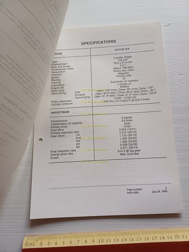 Kawasaki KH 125 (KH125-A9) 1994 Model Information cartella stampa inglese