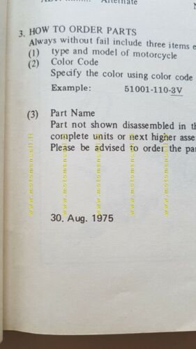 KAWASAKI KH 400 A3 1975 catalogo ricambi originale moto spare …