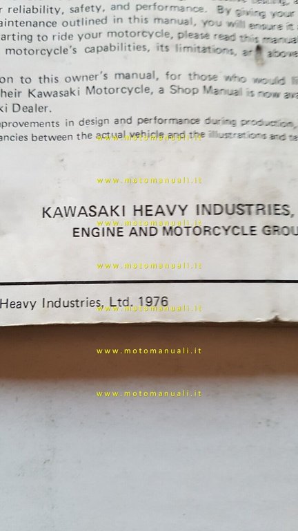 Kawasaki KH 400 A4 1976 manuale uso manutenzione libretto originale …
