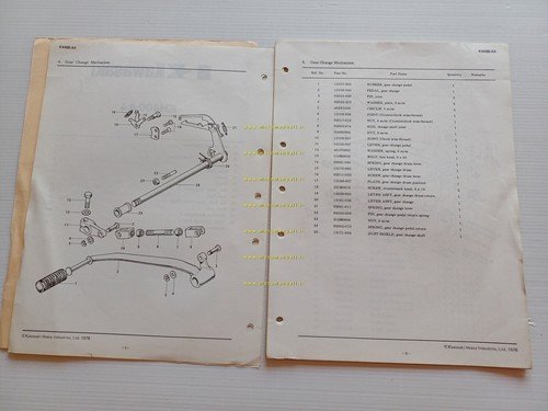Kawasaki KH 400 A4 1976 varianti catalogo ricambi per Europa …