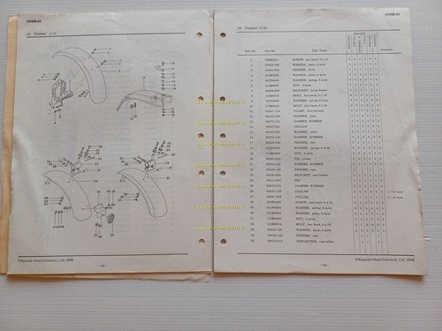 Kawasaki KH 400 A4 1976 varianti catalogo ricambi per Europa …