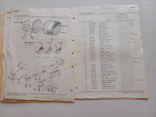 Kawasaki KH 400 A4 1976 varianti catalogo ricambi per Europa …
