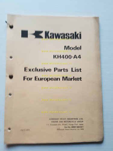 Kawasaki KH 400 A4 1976 VARIANTI per Europa catalogo ricambi …