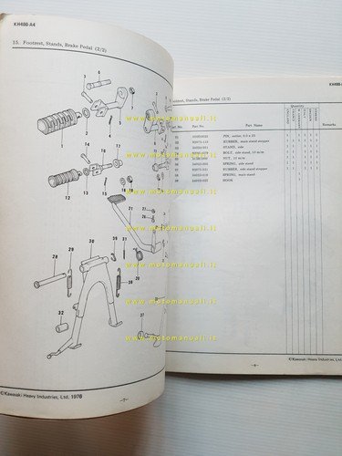 Kawasaki KH 400 A4 1976 VARIANTI per Europa catalogo ricambi …