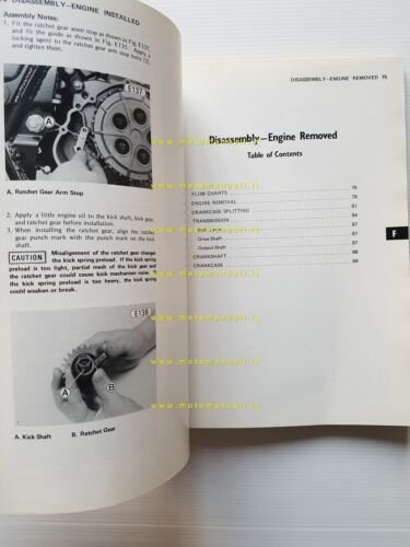 Kawasaki KL 250 1977 manuale officina INGLESE originale shop manual