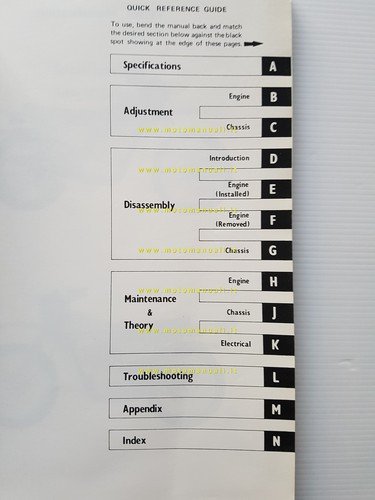Kawasaki KL 250 1977 manuale officina INGLESE originale shop manual