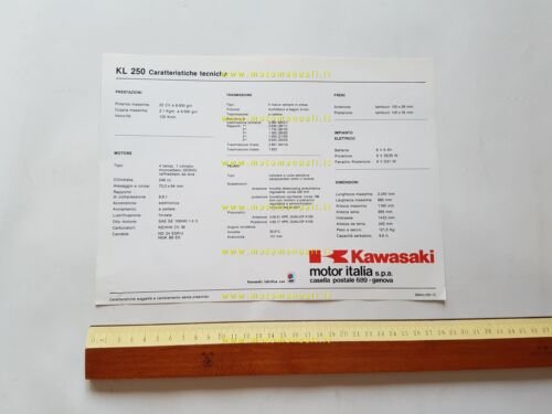 Kawasaki KL 250 1983 depliant italiano originale