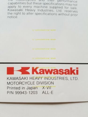 Kawasaki KL 250 depliant originale moto TESTO INGLESE