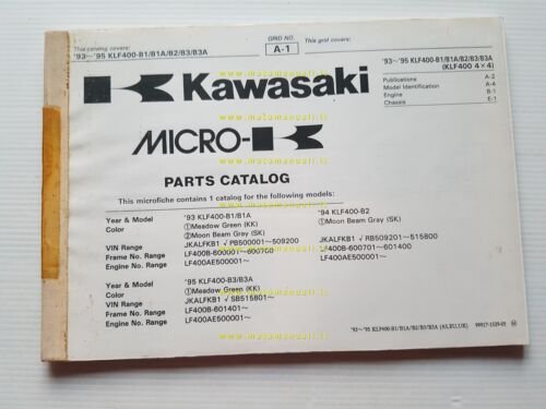 Kawasaki KLF 4X4 QUAD 1993-95 catalogo ricambi copia da microfiche …