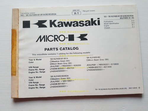 Kawasaki KLF 4X4 QUAD 1993-95 catalogo ricambi copia da microfiche …