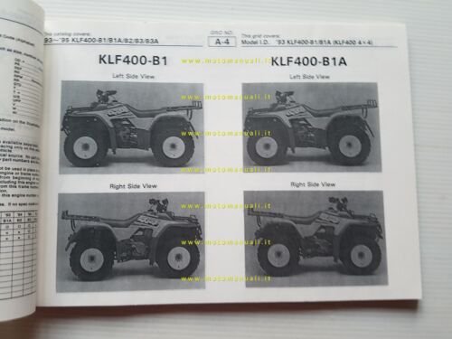 Kawasaki KLF 4X4 QUAD 1993-95 catalogo ricambi copia da microfiche …