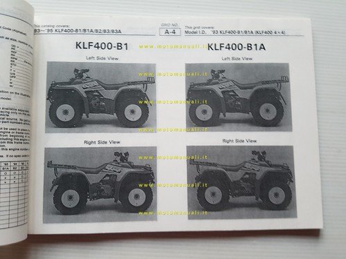 Kawasaki KLF 4X4 QUAD 1993-95 catalogo ricambi copia da microfiche …