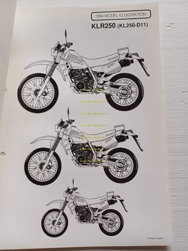Kawasaki KLR 250 (KL250-D11) 1994 Model Information cartella stampa inglese
