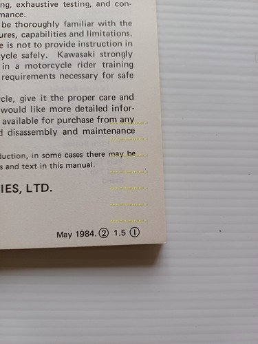 Kawasaki KLR 600 1984 manuale uso manutenzione libretto inglese originale