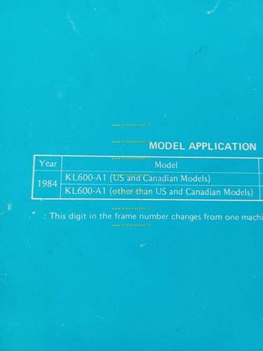 Kawasaki KLR 600 1985 manuale officina INGLESE originale
