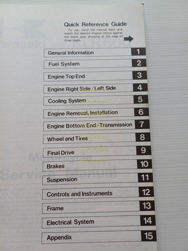 Kawasaki KLR 600 1985 manuale officina INGLESE originale