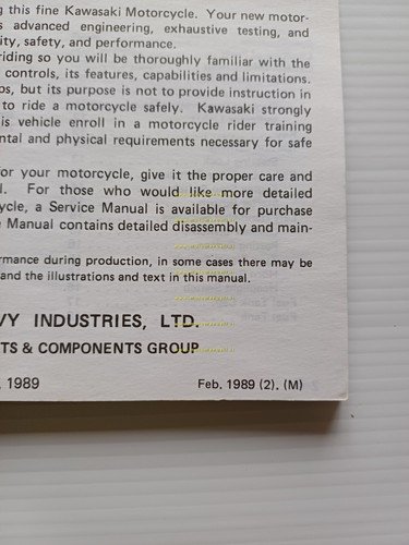 Kawasaki KLR 600 1989 manuale uso manutenzione libretto inglese originale