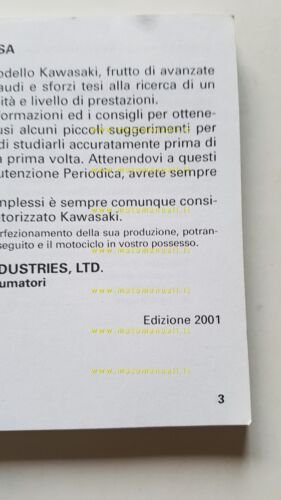 KAWASAKI KLR 650 2001 manuale uso manutenzione libretto originale italiano