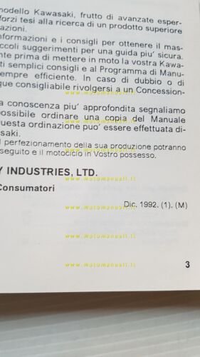 Kawasaki KLX 250 1992-93 manuale uso manutenzione italiano originale